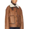 Womens Oversized Shearling Brown Leather Jacket