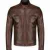 Classic Men Antique Brown Biker Leather Jacket