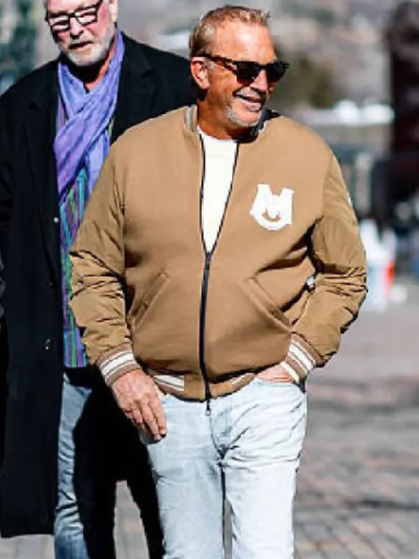 Kevin Costner Brown Varsity Jacket