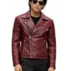 Mens Burgundy Biker Jacket