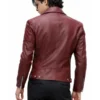 Mens Burgundy Leather Biker Jacket