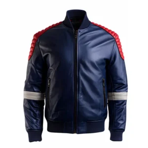 Men's Slim Fit Blue Bomber Leather Jacket