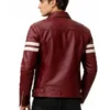 Men's Striped Burgundy Leather Jacket