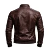 Men’s Vintage Dark Brown Zip Up Quilted Leather Bomber Jacket