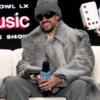 Super Bowl LX Halftime Show Bad Bunny Faux Fur Coat