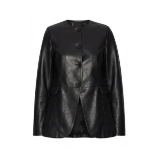 Women’s Black Flared Leather Jacket