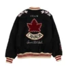 Women's SPORTS CLUB ATELIER Black Hockey Canada Leaf & Legacy Full-Snap Varsity Bomber Jacket