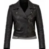 Classic black leather biker jacket