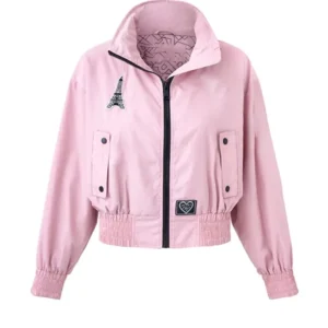 Cropped Pink Bomber Jacket