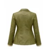 Women’s Olive Green Leather Blazer Jacket - Image 4