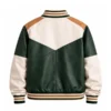 Men Green Leather Varsity Jacket