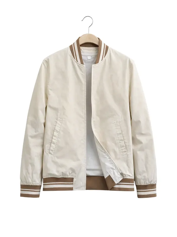 Men’s Beige Varsity Bomber Jacket
