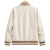 Men’s Beige Varsity Bomber Jacket - Image 2