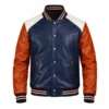 Men’s Color-Block Leather Varsity Jacket