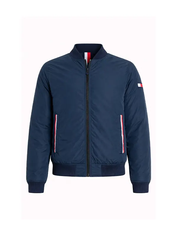 Mens Navy Padded Bomber Jacket