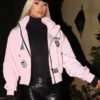 Paris Hilton Cropped Blush Pink Bomber Jacket