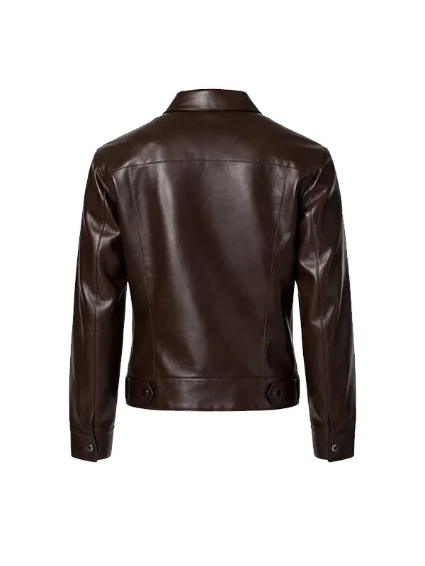 Travis Kelce Dark Brown Leather Jacket - Image 3