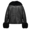 Women Shearling-trimmed Leather Jacket - Image 3