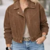 Women’s Brown Corduroy Cropped Jacket