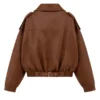 Women’s Brown Oversized Leather Biker Jacket
