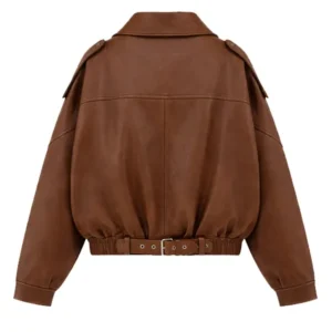 Women’s Brown Oversized Leather Biker Jacket