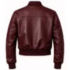 Women’s Burgundy Leather Bomber Jacket - Image 2