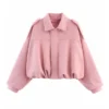 Womens Faux Suede Bomber Jacket