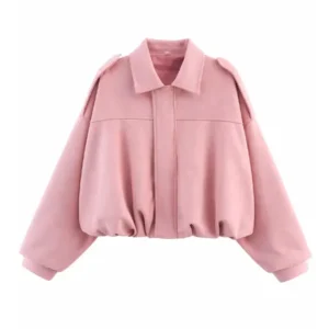 Womens Faux Suede Bomber Jacket