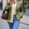 Women’s Olive Green Leather Blazer Jacket