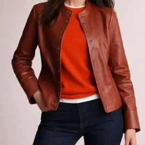 Women’s Slim Fit Brown Leather Jacket