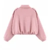 Womens Pink Suede Bomber Jacket - Image 2