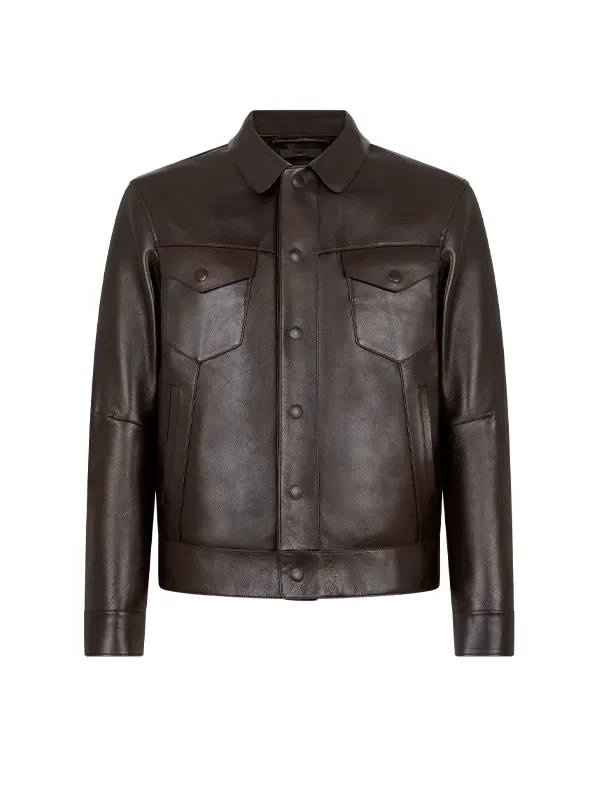 Travis Kelce Dark Brown Leather Jacket - Image 2