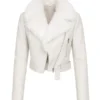 white leather biker jacket women