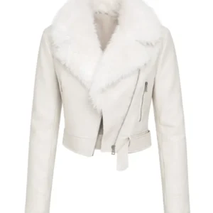 white leather biker jacket women