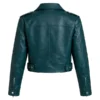 Women’s Teal Green Military Style Leather Jacket - Image 2