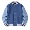 Colorblock Denim Varsity Bomber Jacket
