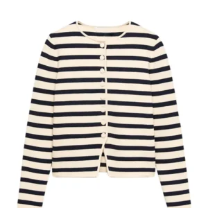 Cotton Rich Striped Knitted Jacket