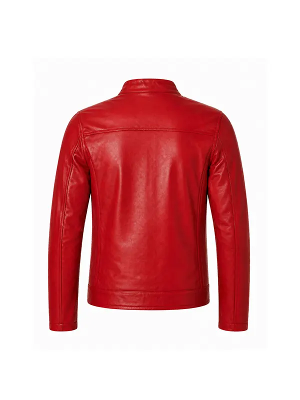 Ferrari Red Moto Leather Jacket