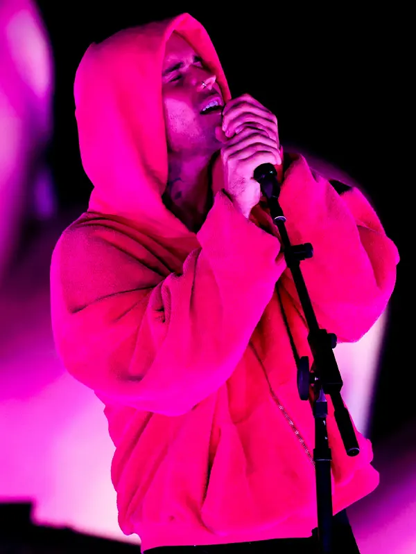 Justin Bieber Zip Up Hoodie Pink