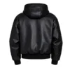 Men's Black Faux Leather Bomber Jacket