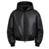 Mens Black Faux Leather Bomber Jacket