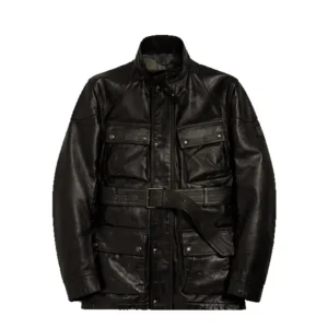Mens Black Panther Waxed Leather Jacket