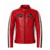 Men's Red Racing Moto Biker Leather Jacket