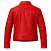 Mens Red Leather Trucker Jacket - Image 2