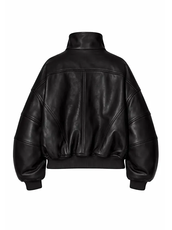 Rihanna Black Ruff Rider Oversized Leather Jacket - Image 2