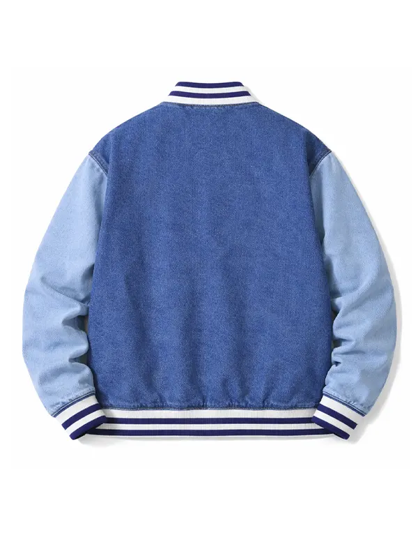 Starter Colorblock Denim Varsity Bomber Jacket