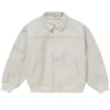 Supreme Leather Varsity Bomber Jacket white