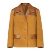 Women Leather Trimmed Oversized Suede Jacket