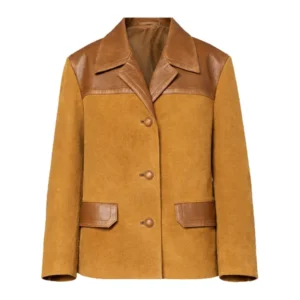 Women Leather Trimmed Oversized Suede Jacket