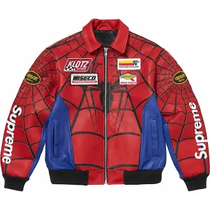 supreme spider man leather jacket